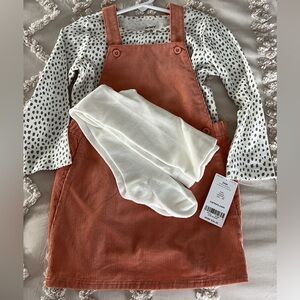 Carter's Rust Corduroy Overalls with Polka Dot Shirt